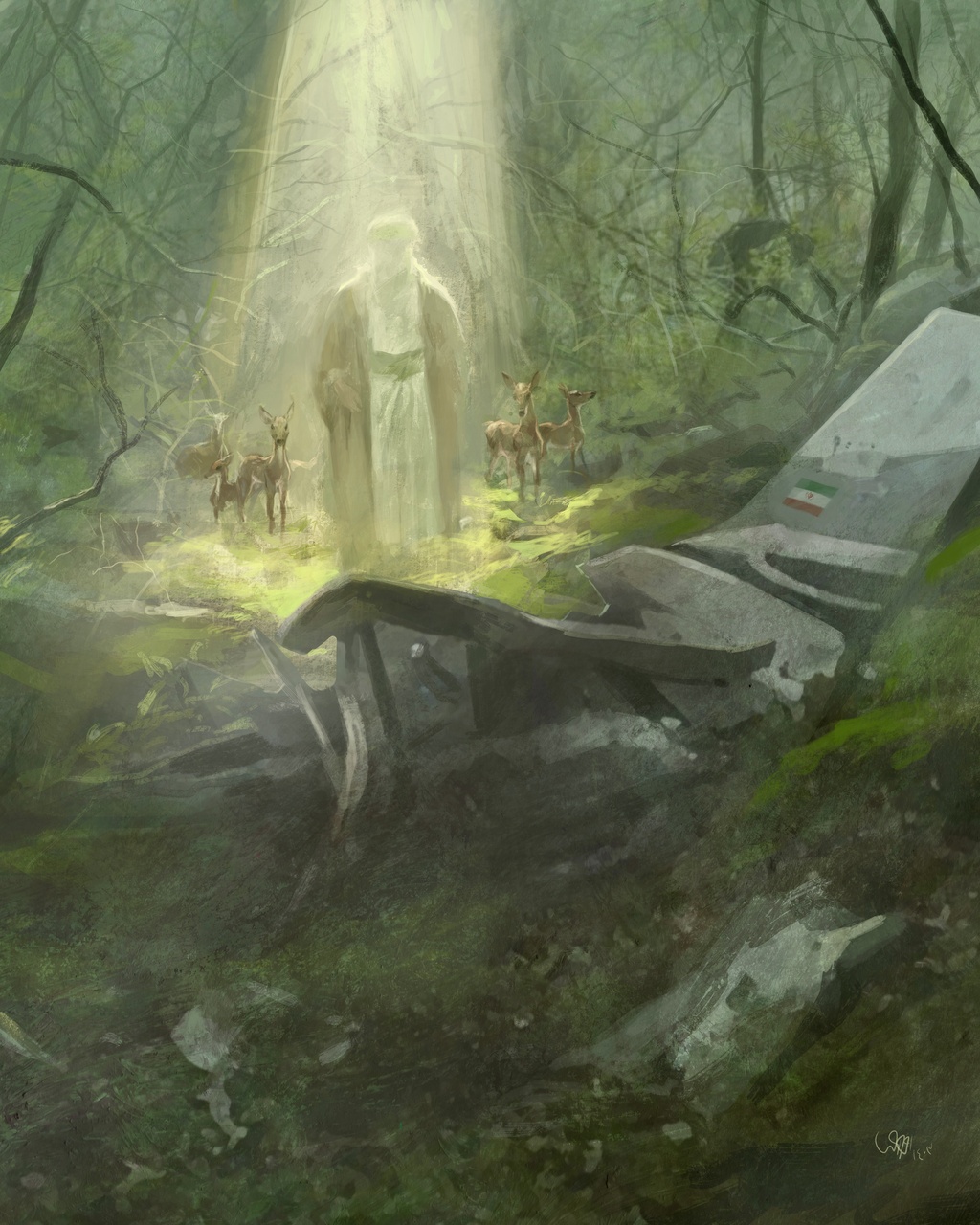 نقاشی حسن روحالامین درپی شهادت رئیس جمهور