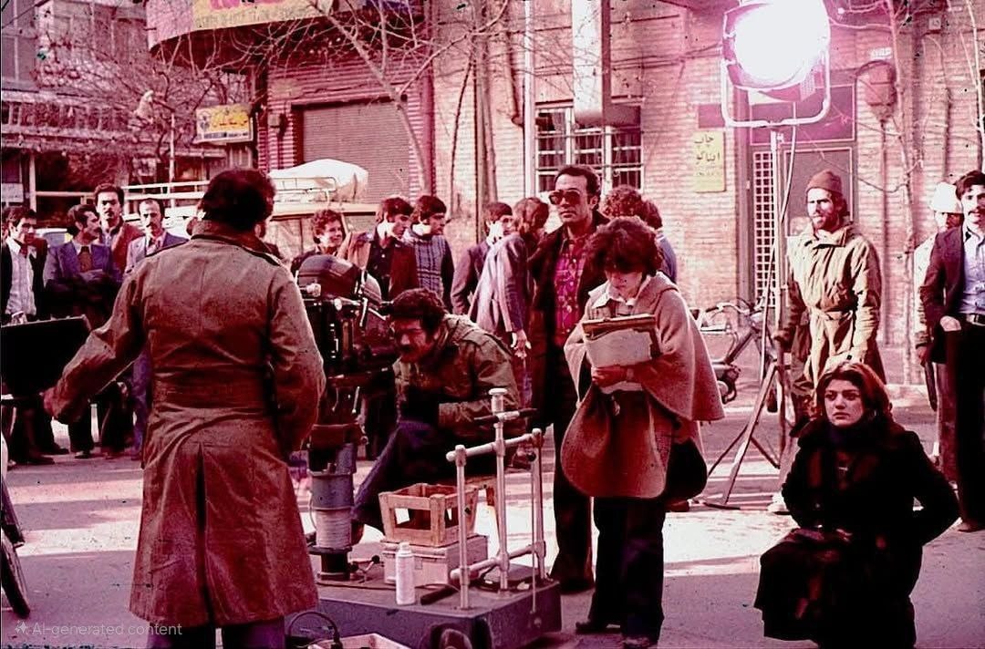 عکسی از عباس کیارستمی و شهره آغداشلو در پشت صحنه فیلم «گزارش»