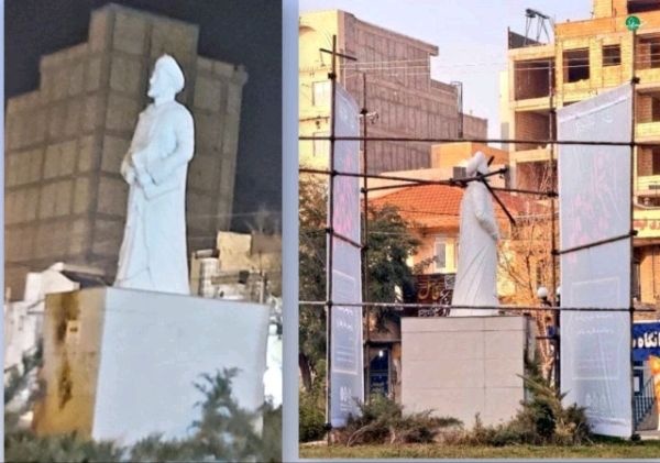 نصب داربست بر روی تندیس سعدی عمدی نبوده است/ مکان داربست اصلاح شد