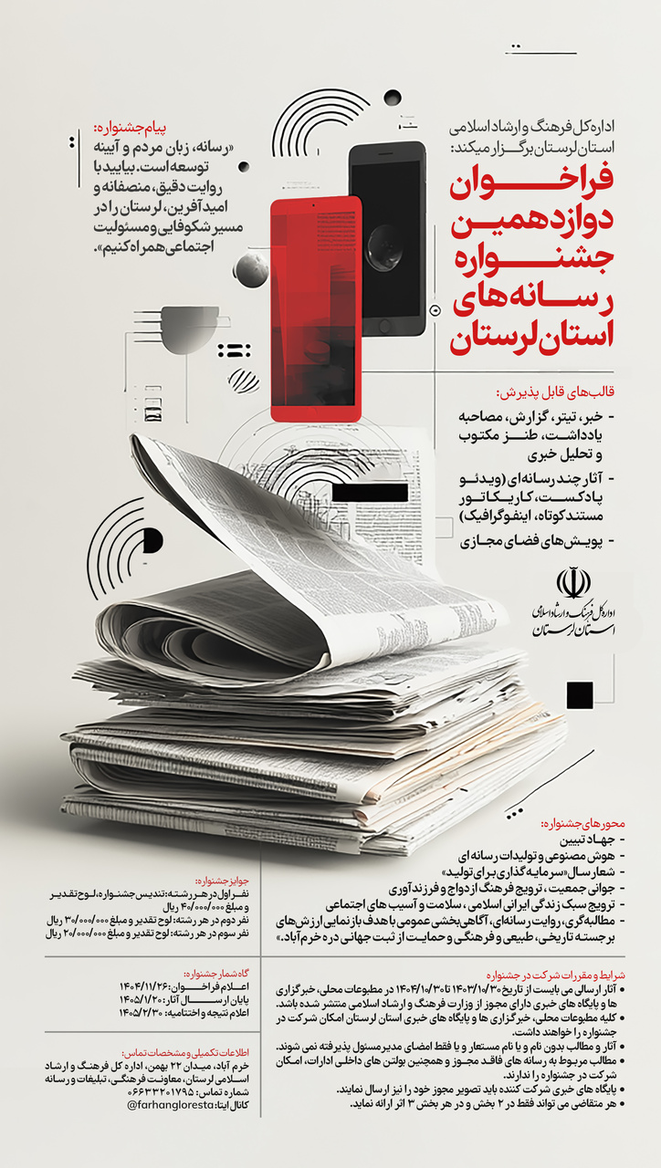 فراخوان دوازدهمین جشنواره رسانههای لرستان منتشر شد