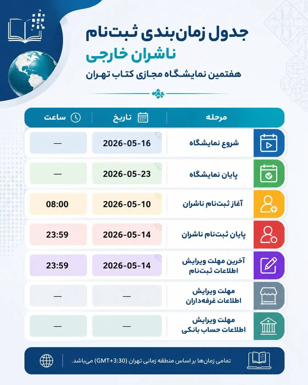 ناشران خارجی تا پایان امروز برای حضور در نمایشگاه مجازی کتاب تهران فرصت ثبت‌نام دارند