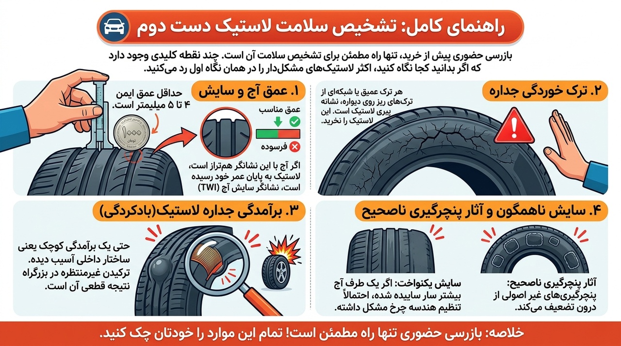 لاستیک دست دوم ماشین: ۹۷درصد نمونه‌های بررسی‌شده مشکل پنهان داشتند؛ بدانید چه بخرید و چه نخرید