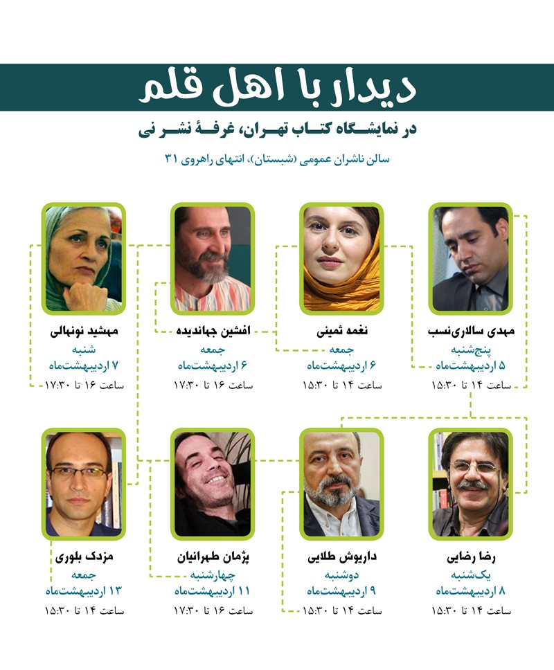 برنامه دیدار با اهل قلم در غرفه انتشارات نی