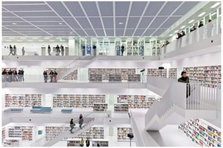 معماری خاص کتابخانه مرکزی اشتوتگارت آلمان +تصاویر